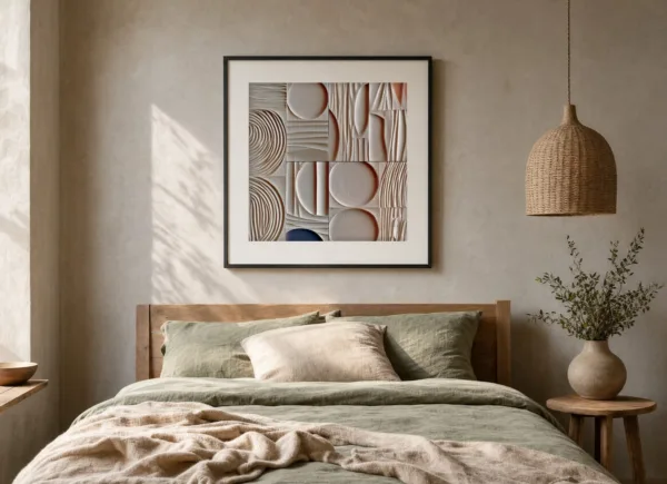 Carved Sand Sampler by Bassem, art print shown framed on a wall