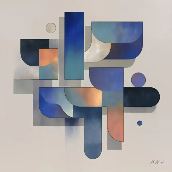 Evening Blue Blocks by Bassem, the full artwork