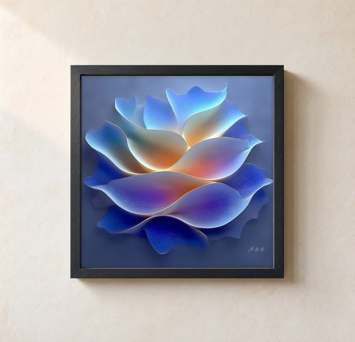 Lantern Petals by Bassem, framed print on a wall