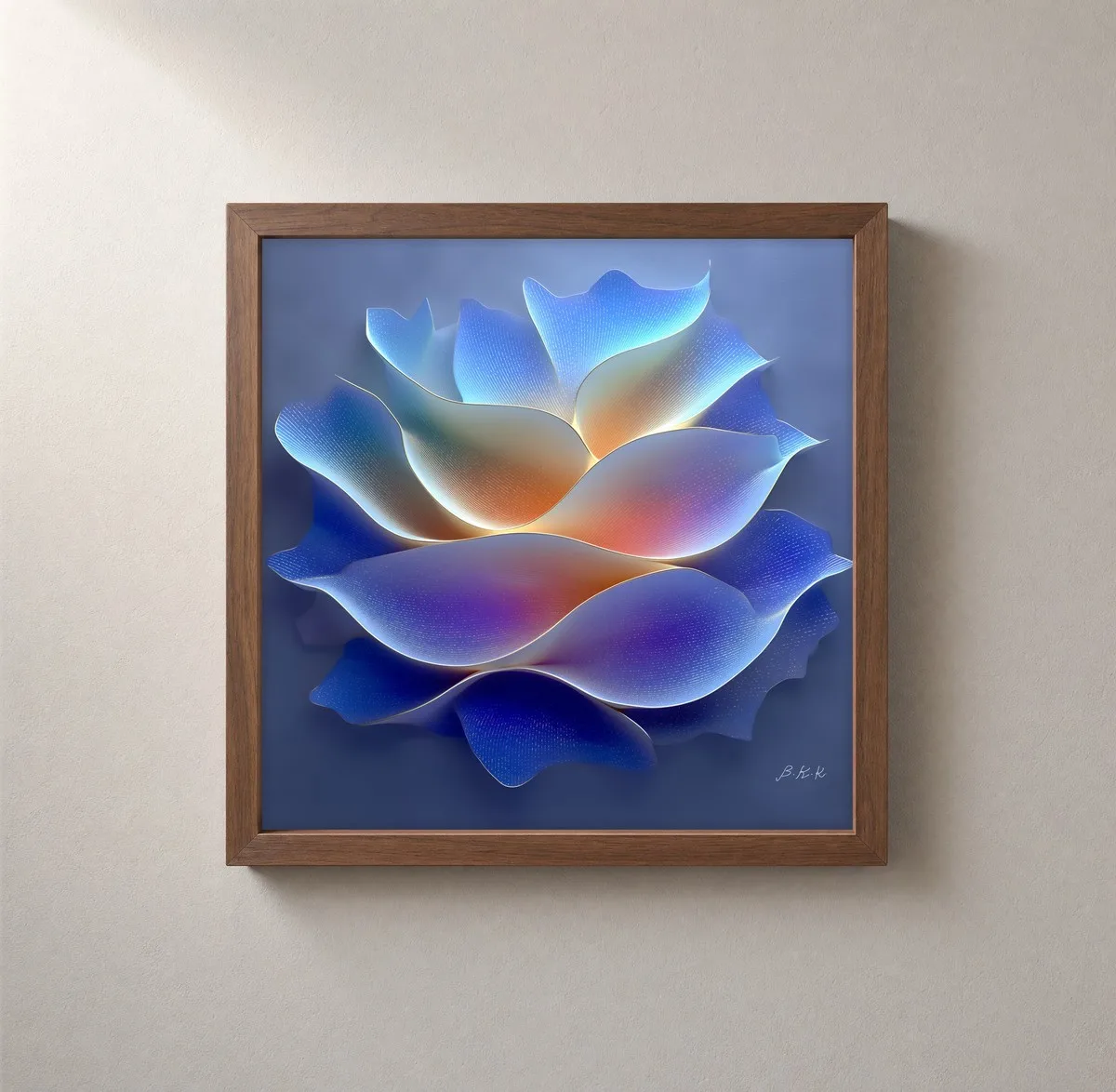 Lantern Petals by Bassem, framed print on a wall