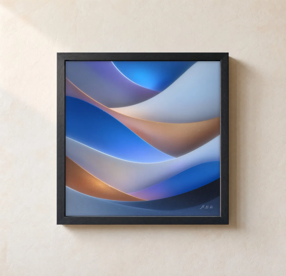 Blue Hour Dunes by Bassem, framed print on a wall