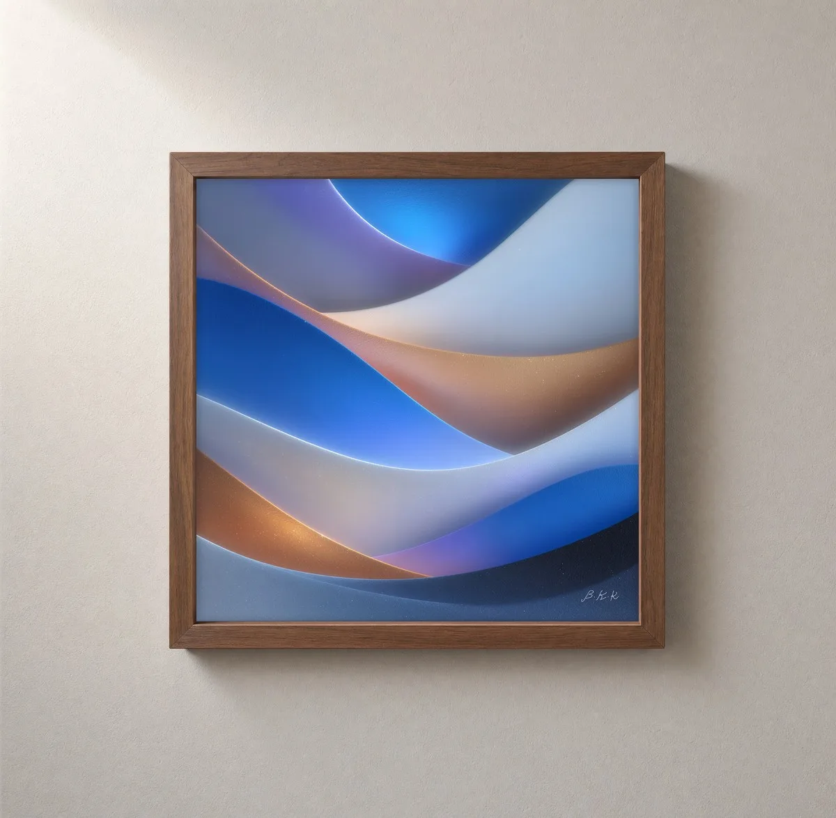 Blue Hour Dunes by Bassem, framed print on a wall