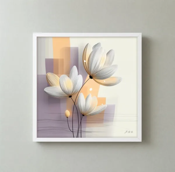 ba-0169-blossoms-at-first-light-framed-3-thin-closeup-white-v4 Blossoms at First Light by Bassem, framed print on a wall