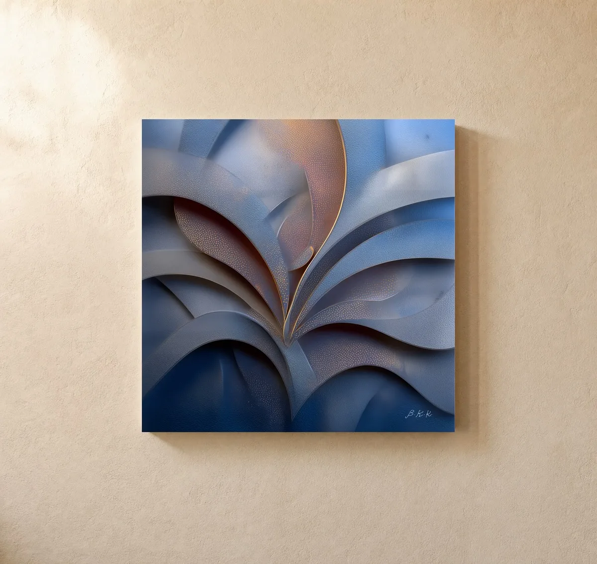 ba-0170-the-copper-leaf-canvas-1-canvas-closeup-limewash-v4 The Copper Leaf by Bassem, canvas on a wall