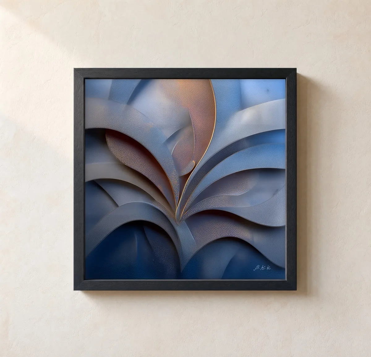 ba-0170-the-copper-leaf-framed-1-thin-closeup-black-v4 The Copper Leaf by Bassem, framed print on a wall