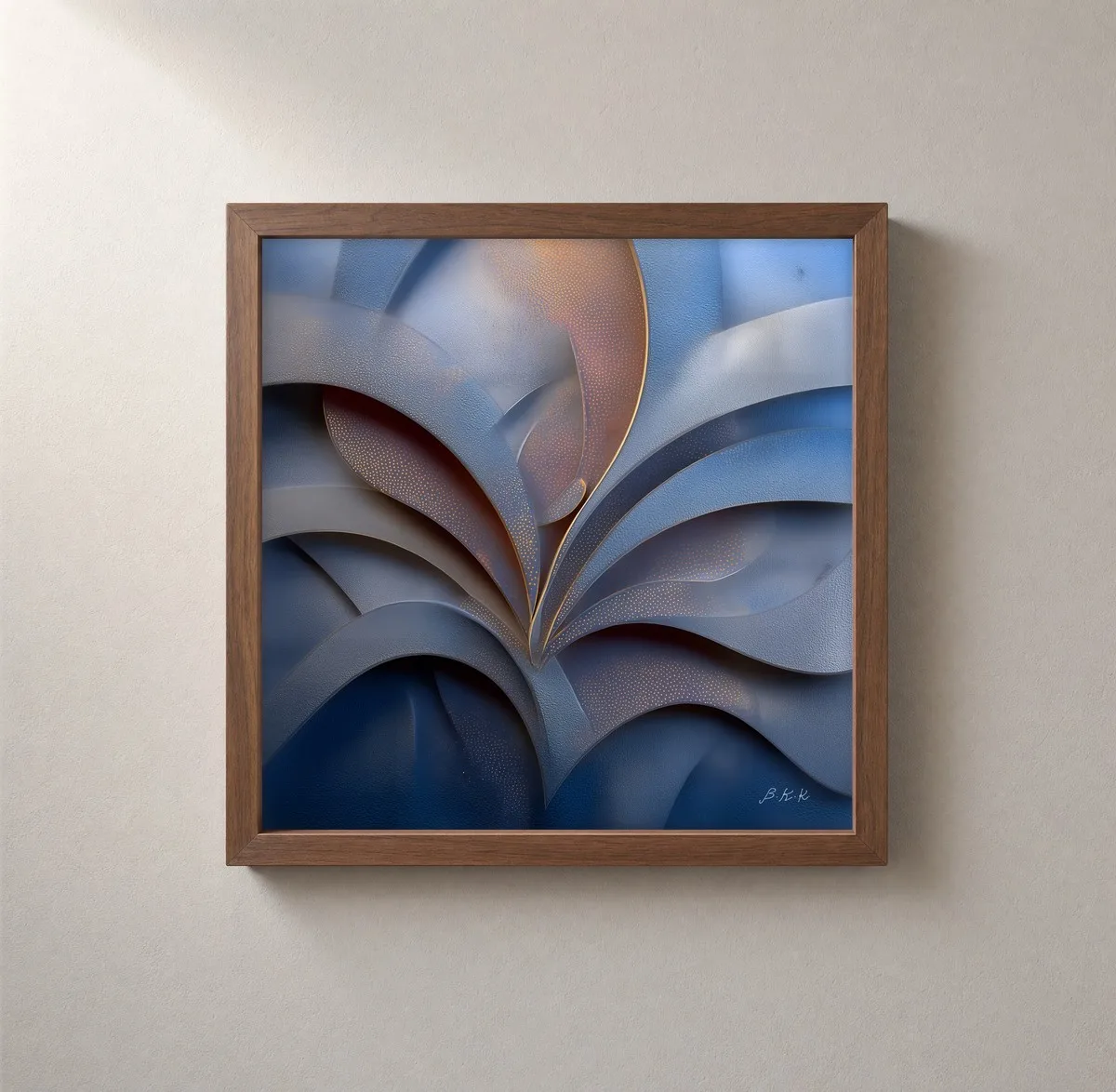 ba-0170-the-copper-leaf-framed-2-thin-closeup-walnut-v4 The Copper Leaf by Bassem, framed print on a wall