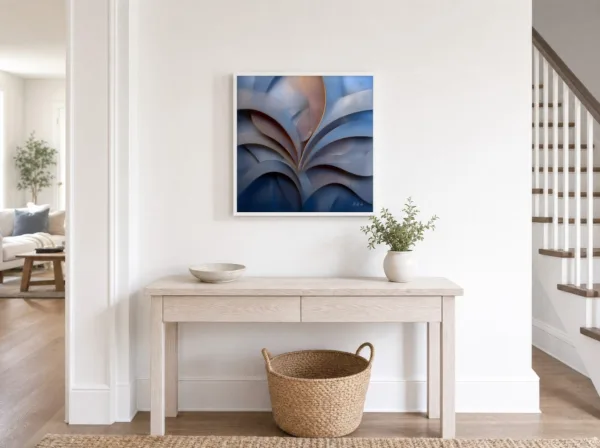 ba-0170-the-copper-leaf-framed-4-thin-room-entry-white-v4 The Copper Leaf by Bassem, framed print on a wall
