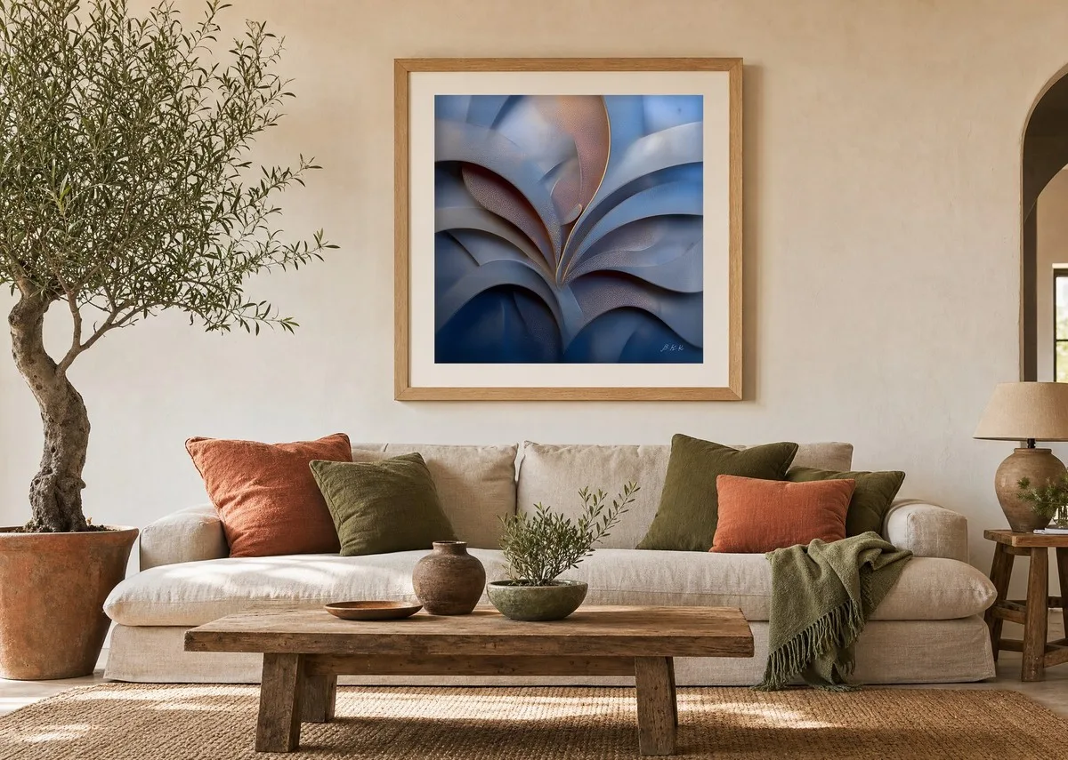 The Copper Leaf by Bassem, art print shown framed on a wall