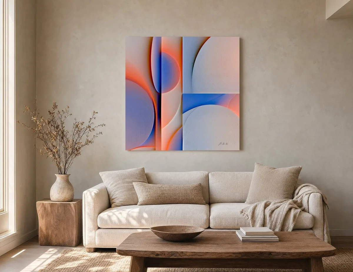 Coral Light Arcs by Bassem, canvas on a wall