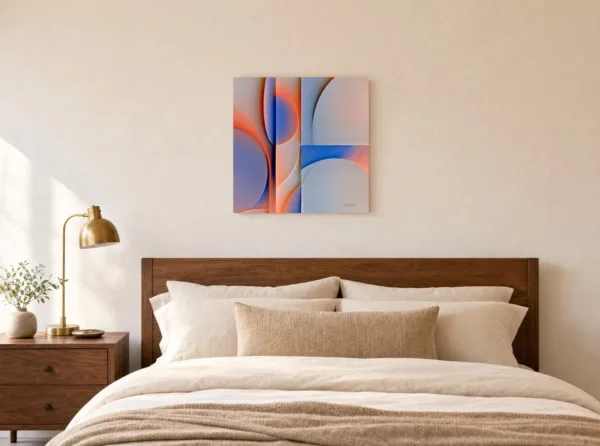 Coral Light Arcs by Bassem, canvas on a wall