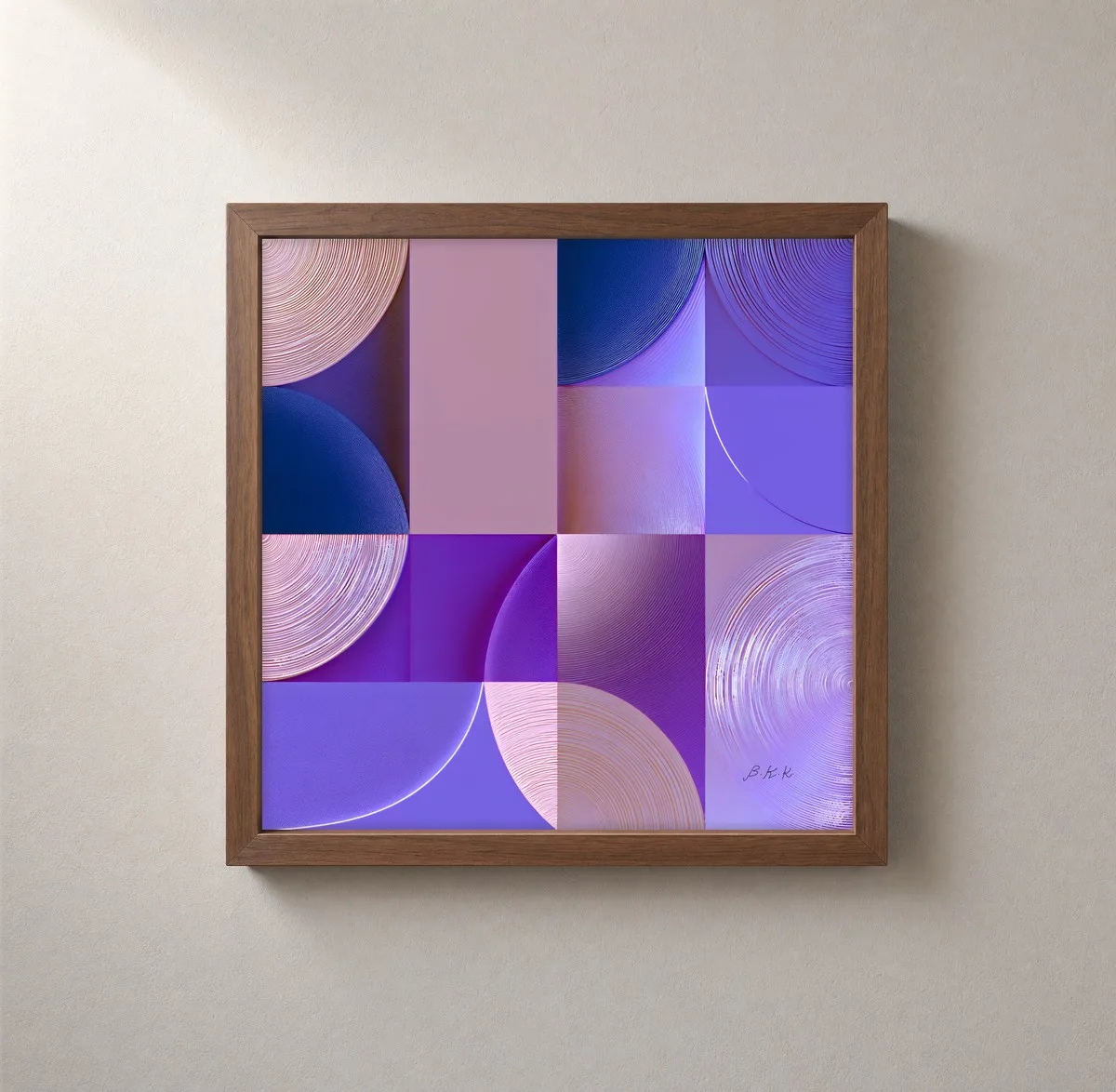 Violet Quarter Moons by Bassem, framed print on a wall