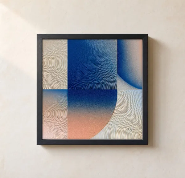 Where Blue Turns Peach by Bassem, framed print on a wall