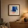Where Blue Turns Peach by Bassem, art print shown framed on a wall