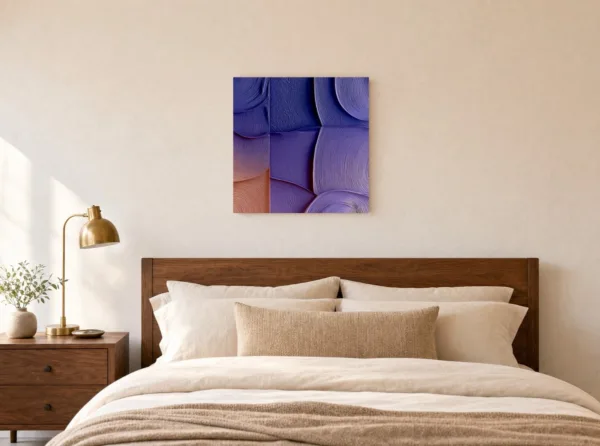 Periwinkle Swirl Tiles by Bassem, canvas on a wall