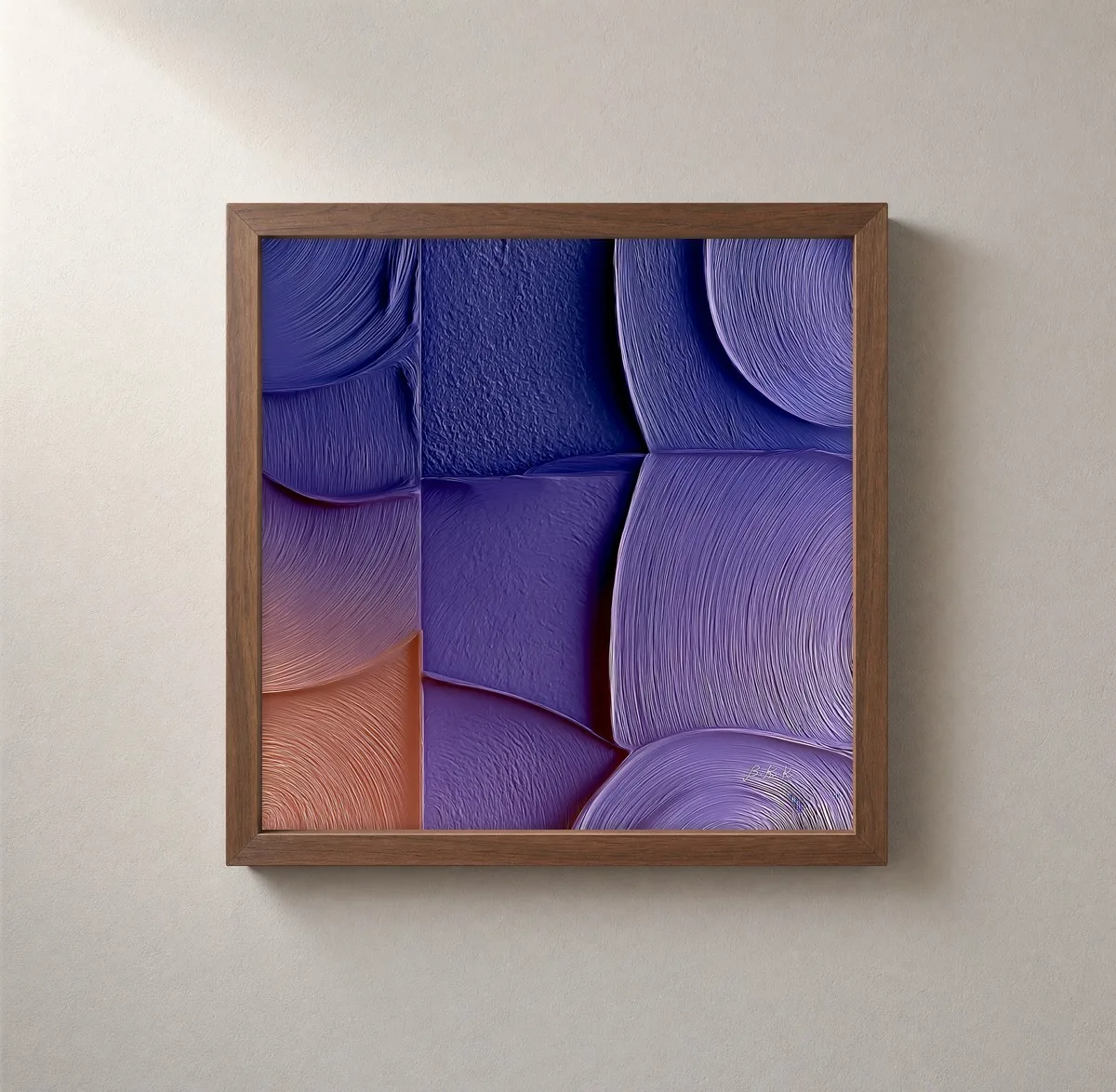Periwinkle Swirl Tiles by Bassem, framed print on a wall