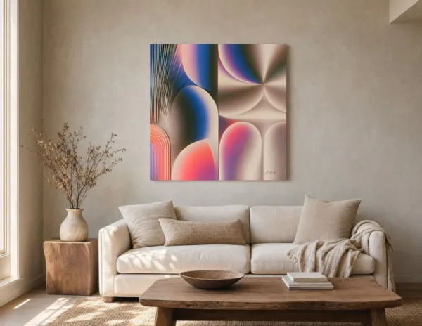 Pink Arches in Shadow by Bassem, canvas on a wall