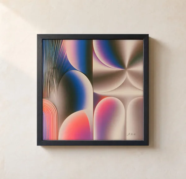 Pink Arches in Shadow by Bassem, framed print on a wall