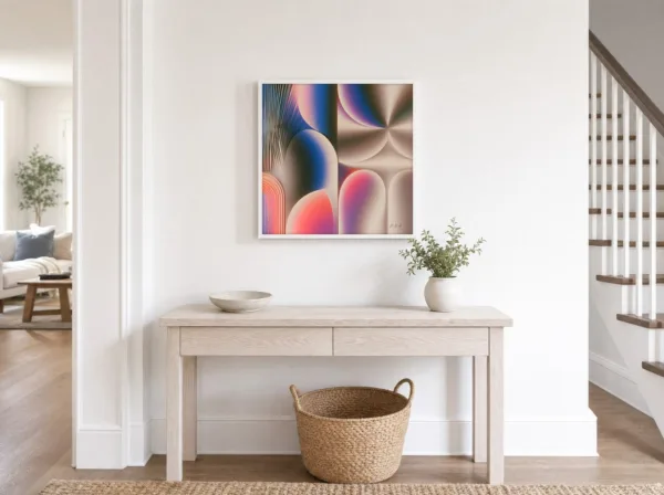Pink Arches in Shadow by Bassem, framed print on a wall
