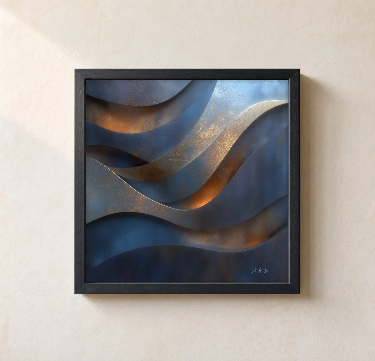 Gold Light on Slate by Bassem, framed print on a wall