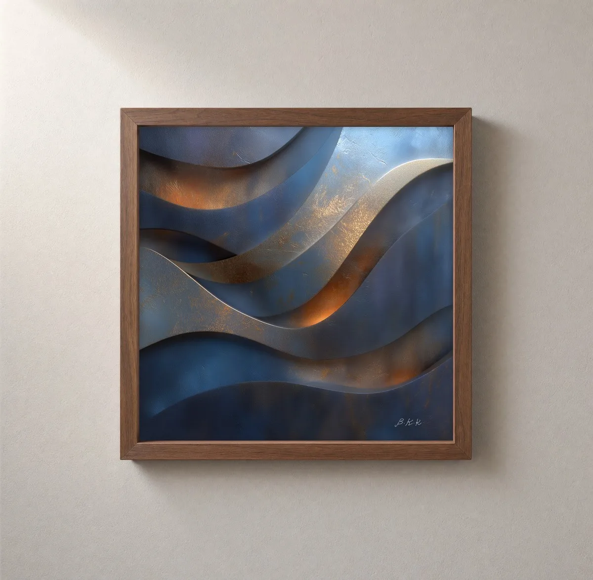 Gold Light on Slate by Bassem, framed print on a wall