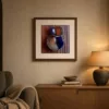 Wrapped Navy Spheres by Bassem, art print shown framed on a wall