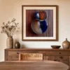 Wrapped Navy Spheres by Bassem, art print shown framed on a wall