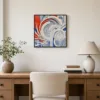 ba-0193-spiral-in-white-layers-framed-4-thin-room-office-black-v4 Spiral in White Layers by Bassem, framed print on a wall
