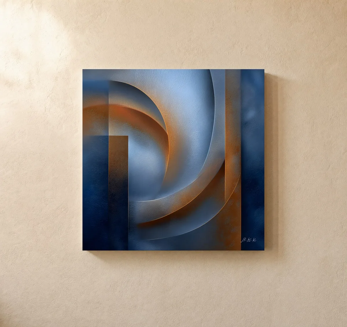 ba-0195-crescent-in-rust-light-canvas-1-canvas-closeup-limewash-v4 Crescent in Rust Light by Bassem, canvas on a wall