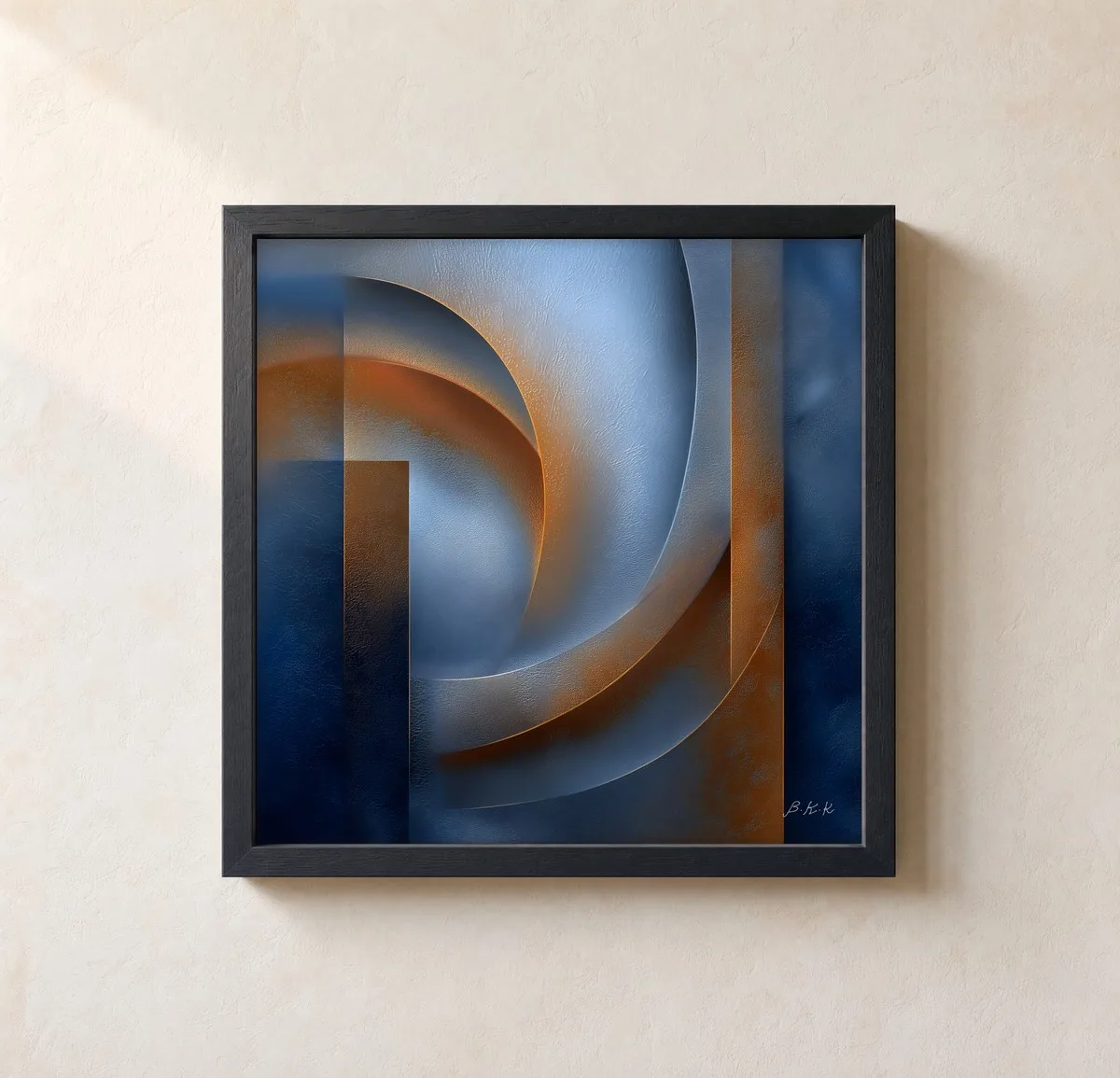 Crescent in Rust Light by Bassem, framed print on a wall