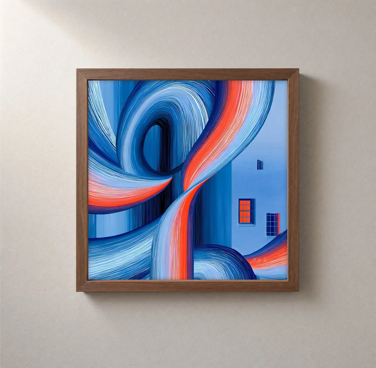 Ribbon Past the Windows by Bassem, framed print on a wall