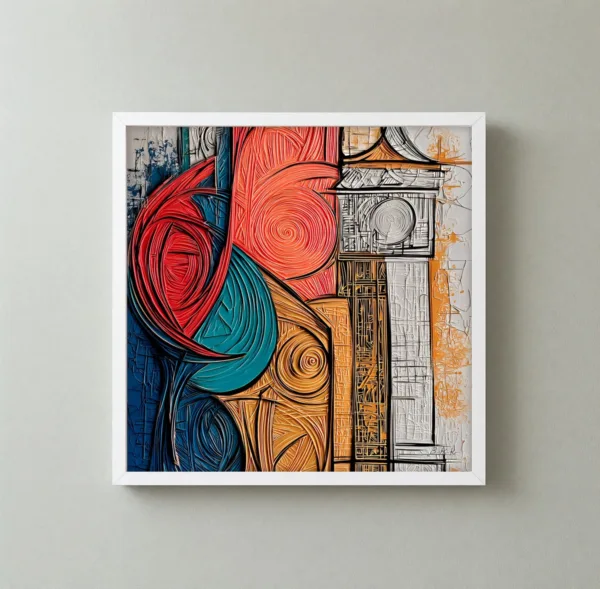 ba-0197-swirls-beside-the-column-framed-3-thin-closeup-white-v4 Swirls Beside the Column by Bassem, framed print on a wall