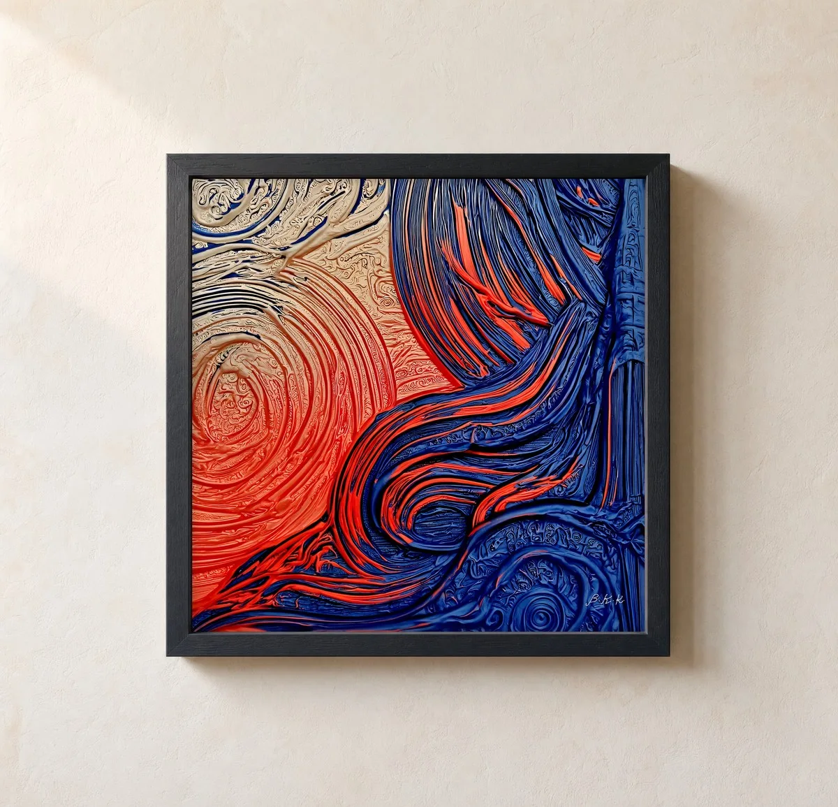 Cobalt Current by Bassem, framed print on a wall