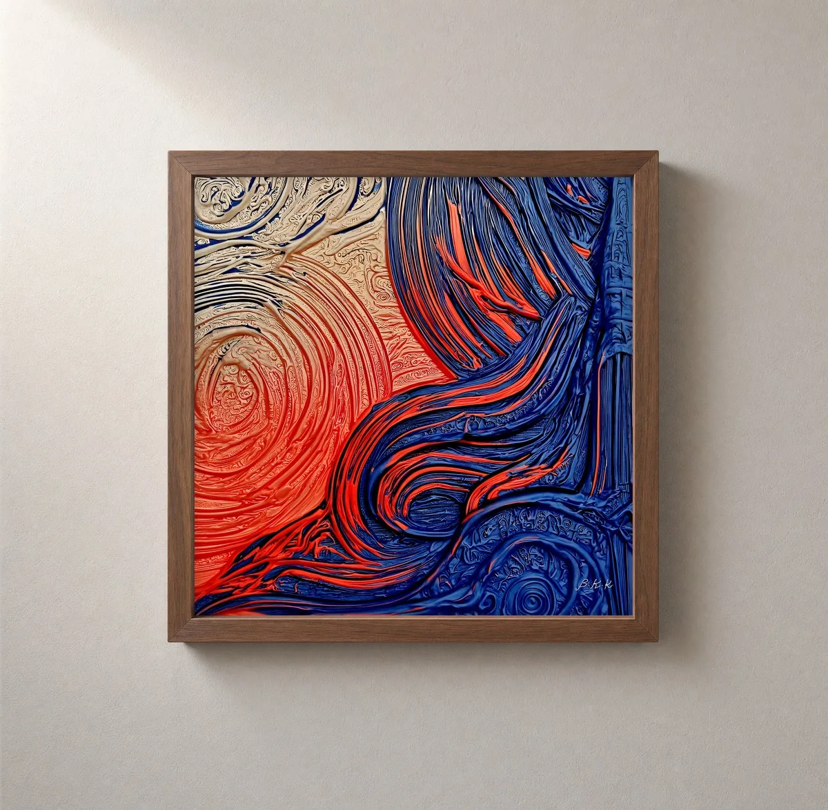 Cobalt Current by Bassem, framed print on a wall