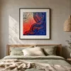 Cobalt Current by Bassem, art print shown framed on a wall