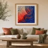 Cobalt Current by Bassem, art print shown framed on a wall