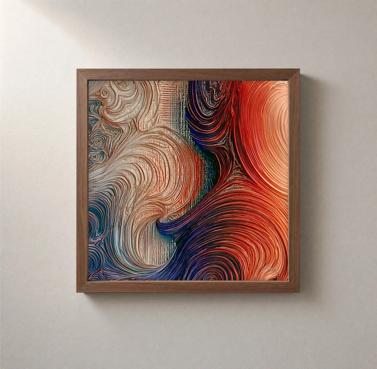 Molten Swirls by Bassem, framed print on a wall