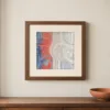 ba-0203-coral-loops-beside-ivory-print-1-closeup-walnut-v4 Coral Loops Beside Ivory by Bassem, art print shown framed on a wall