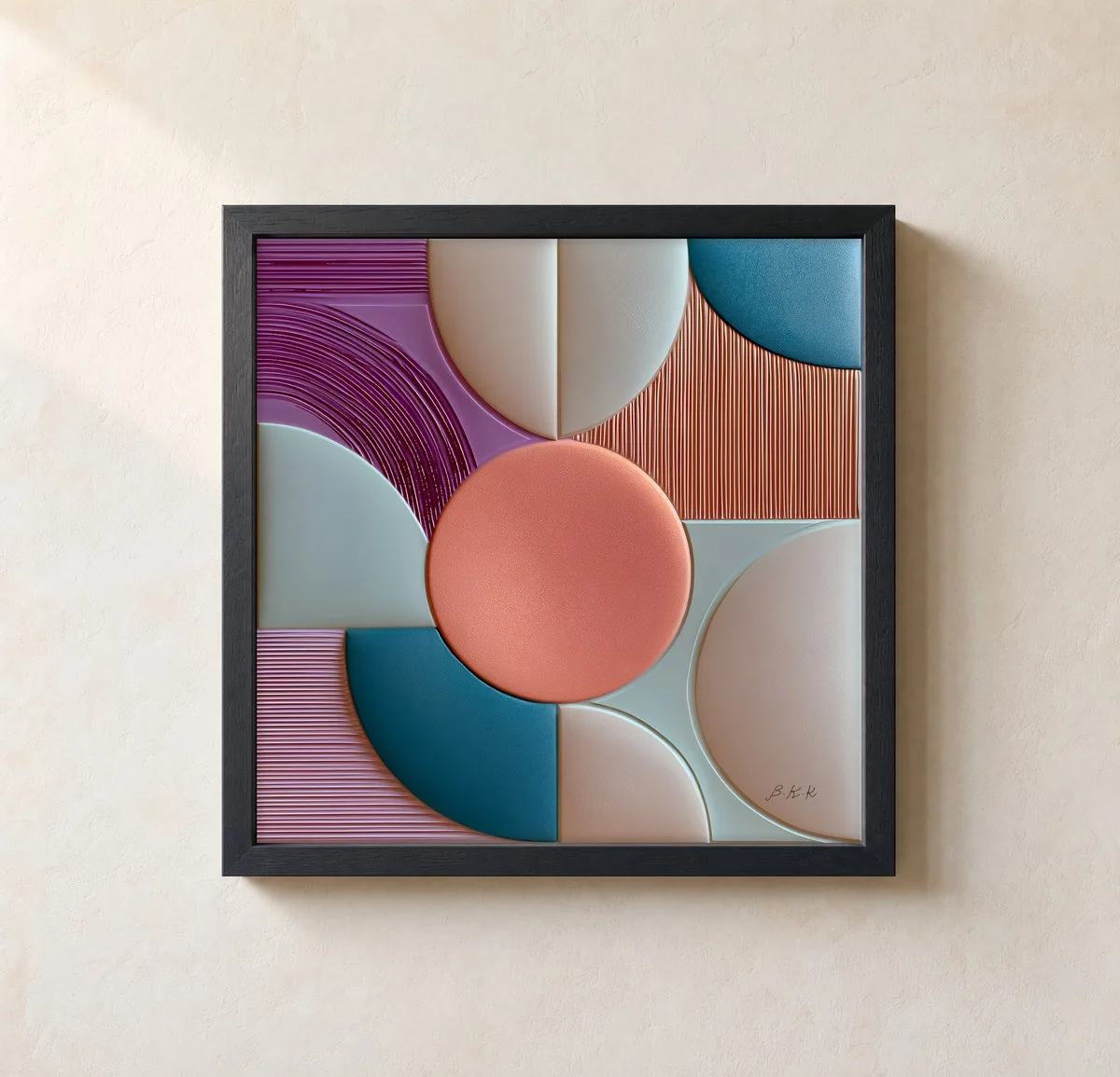 Coral at the Center by Bassem, framed print on a wall