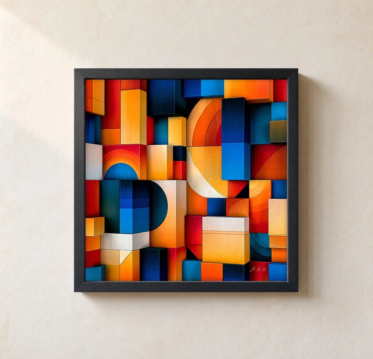 Building Block Morning by Bassem, framed print on a wall
