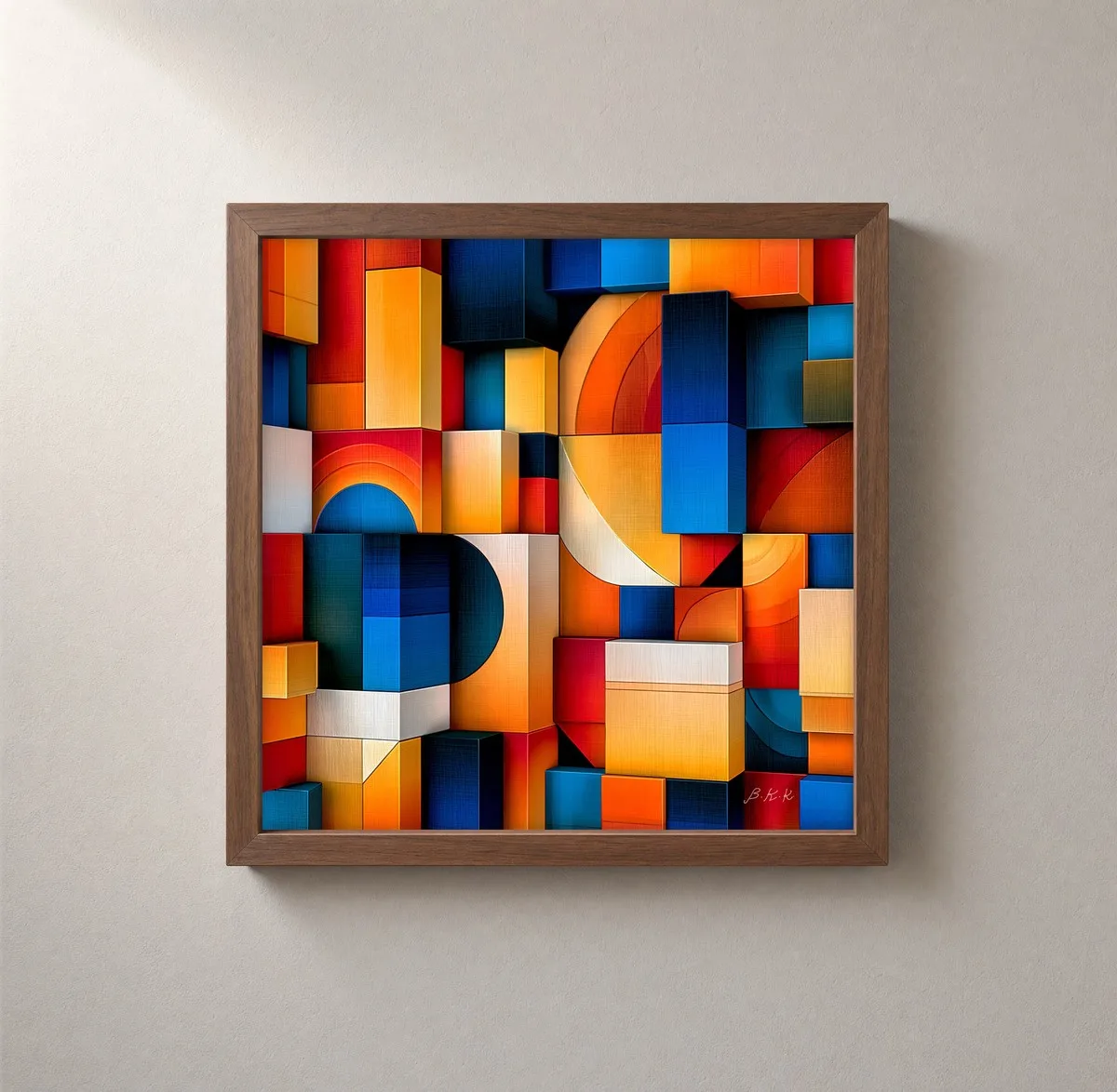 Building Block Morning by Bassem, framed print on a wall