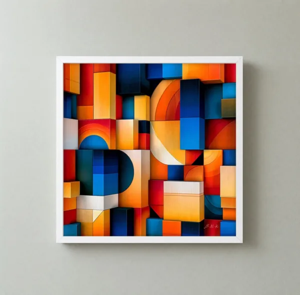 Building Block Morning by Bassem, framed print on a wall