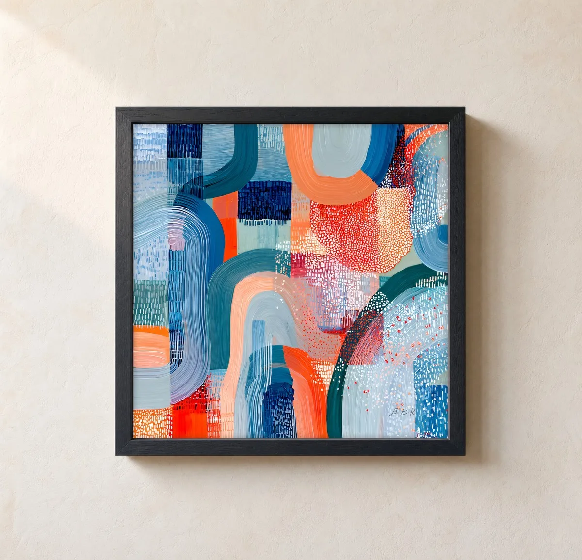 Loops and Sprinkles by Bassem, framed print on a wall