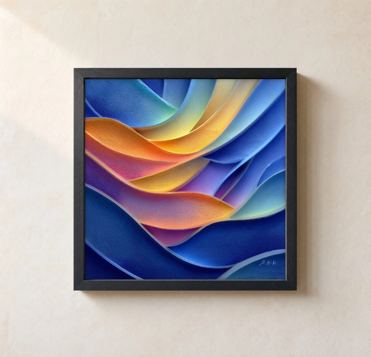 Sunset Ribbons by Bassem, framed print on a wall