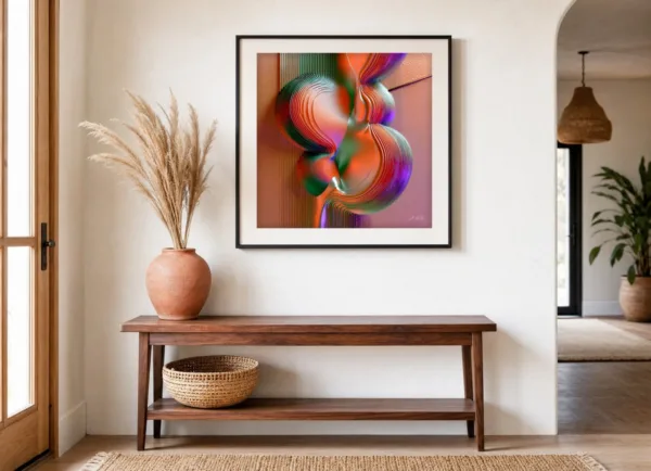 The Dancing Curve by Bassem, art print shown framed on a wall