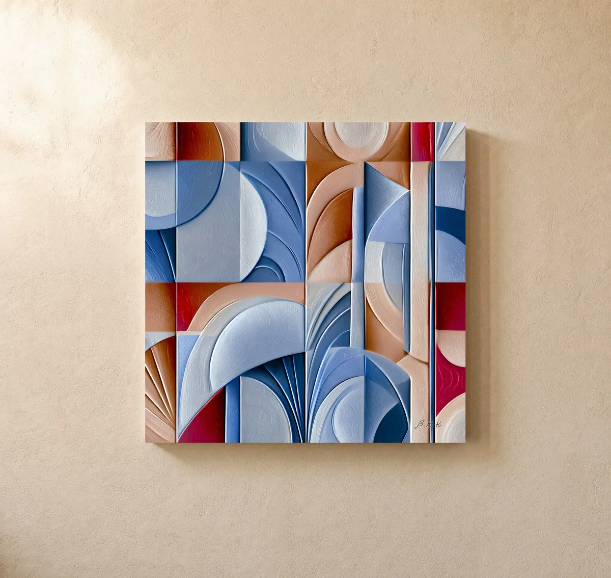 ba-0213-carved-fanlights-canvas-1-canvas-closeup-limewash-v4 Carved Fanlights by Bassem, canvas on a wall
