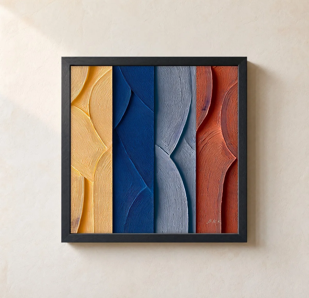 Plaster Stripes by Bassem, framed print on a wall