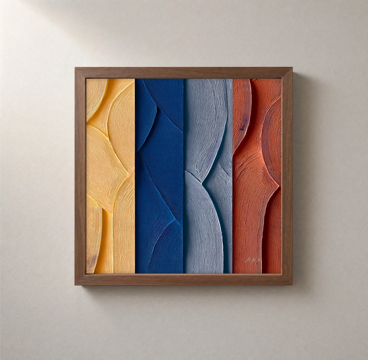 Plaster Stripes by Bassem, framed print on a wall