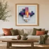 ba-0216-the-plum-stack-print-2-room-living-oak-v4 The Plum Stack by Bassem, art print shown framed on a wall