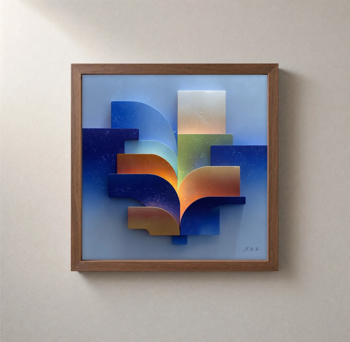 Fan of Morning Light by Bassem, framed print on a wall