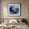 ba-0217-fan-of-morning-light-print-2-room-bedroom-black-v4 Fan of Morning Light by Bassem, art print shown framed on a wall
